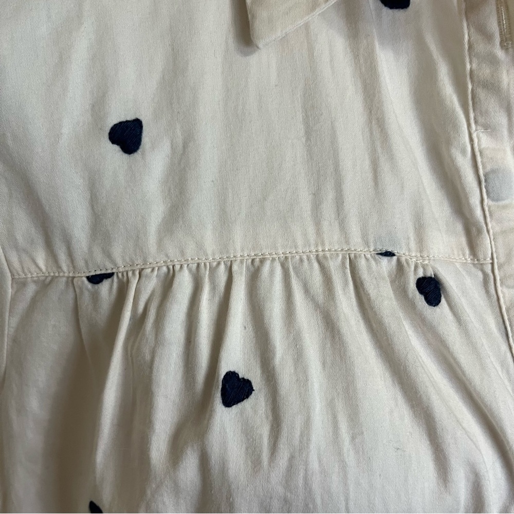 SOLD E Madewell Seamed Heart Print Button Down Short Sleeve Shirt Womens Medium - Picture 8 of 11